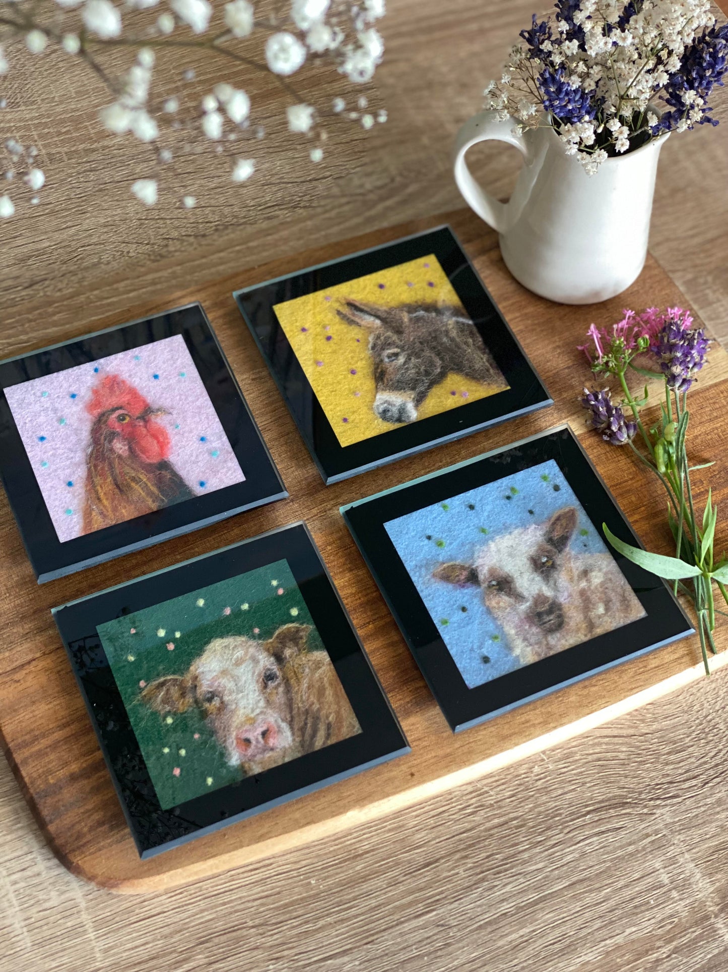 Glass Coaster - Donkey - Farmyard Collection