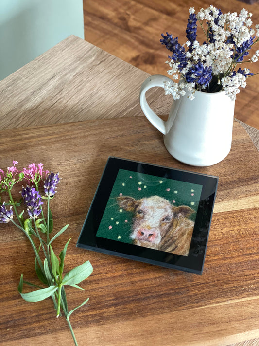 Glass Coaster - Cow - Farmyard Collection