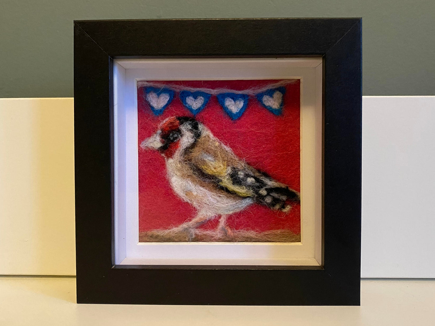 Goldfinch with Heart Bunting - Small Original