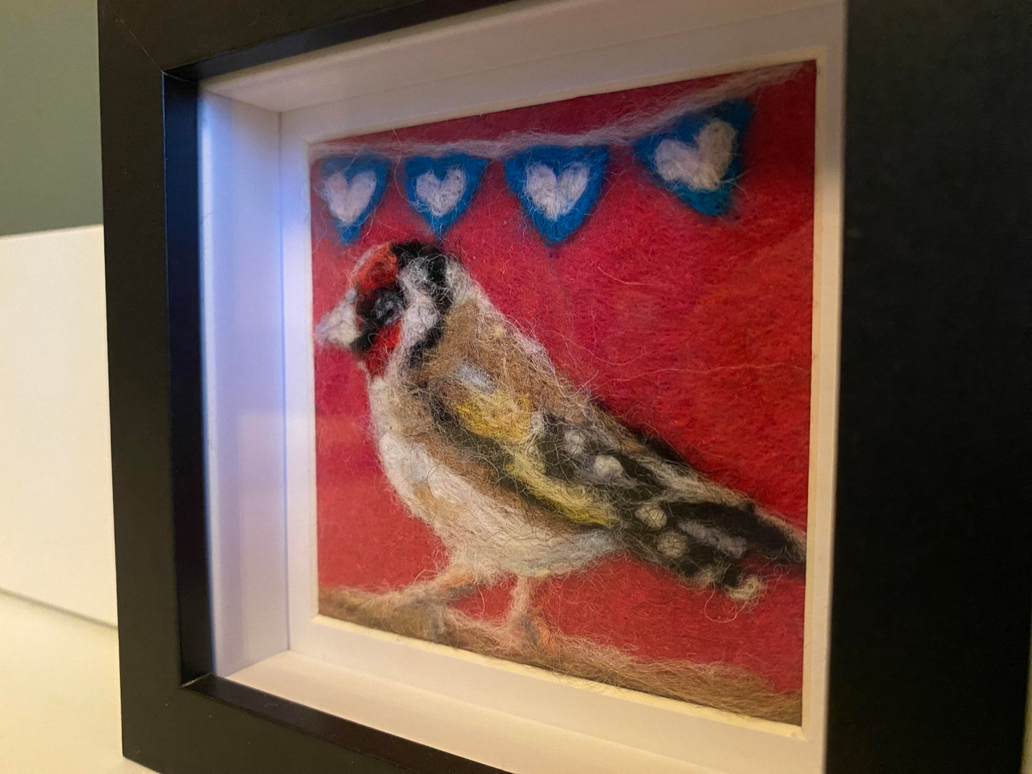 Goldfinch with Heart Bunting - Small Original